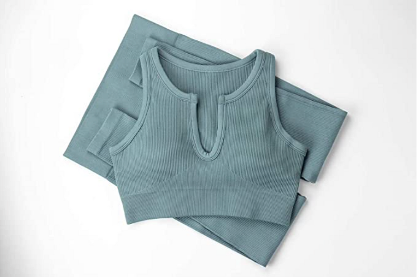 TEAL SET (Leggings + Vest) Ribbed Collection
