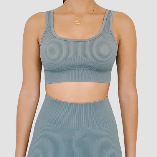TEAL SEAMLESS TOP - Ribbed Collection