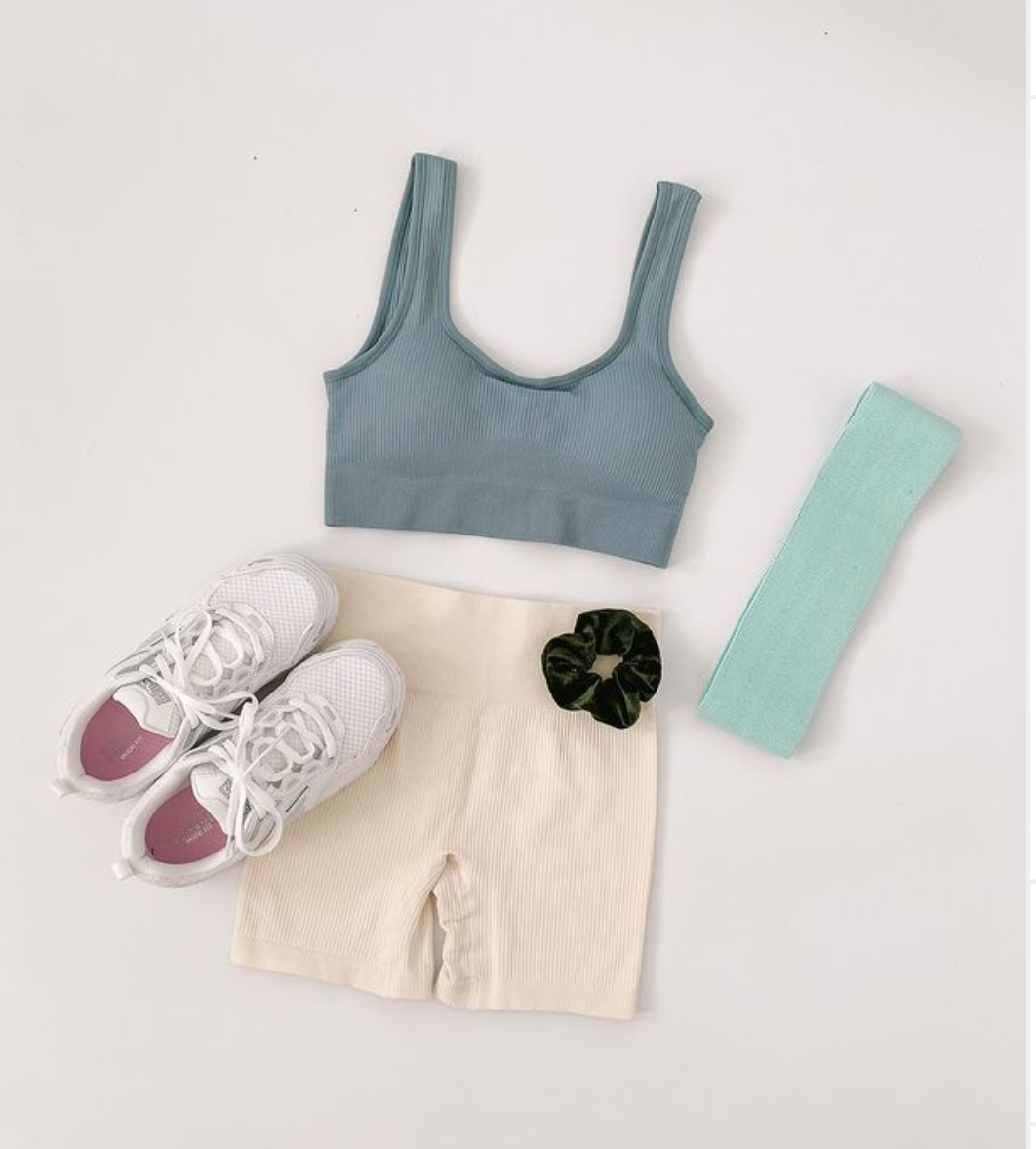 TEAL SEAMLESS TOP - Ribbed Collection