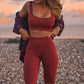 MAROON SEAMLESS LEGGINGS - Ribbed Collection