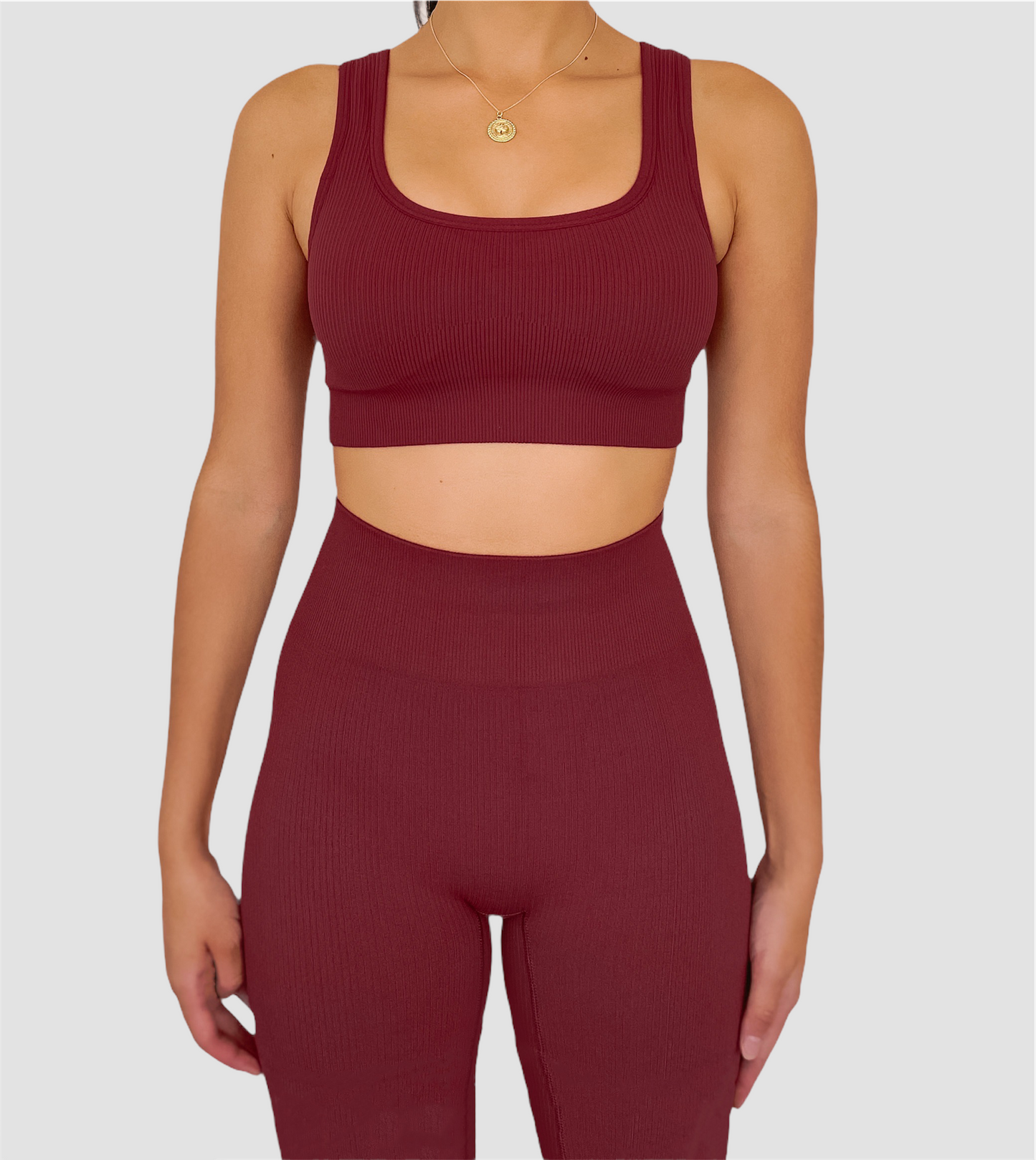 MAROON SET (Leggings + Top) Ribbed Collection