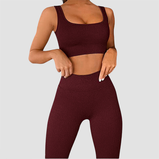 MAROON SEAMLESS LEGGINGS - Ribbed Collection