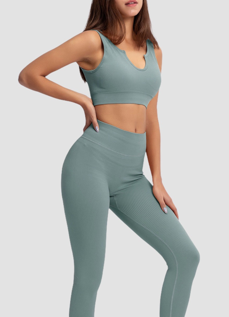 TEAL SEAMLESS LEGGINGS - Ribbed Collection