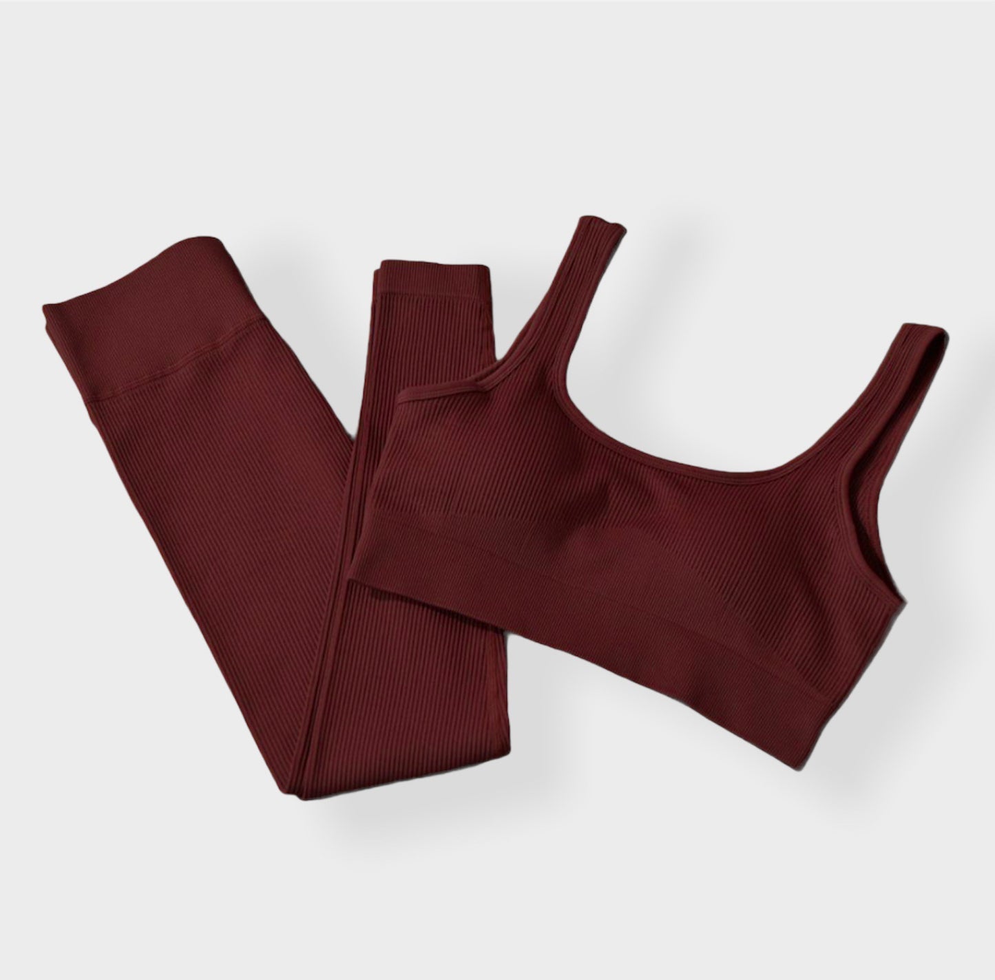 MAROON SET (Leggings + Top) Ribbed Collection
