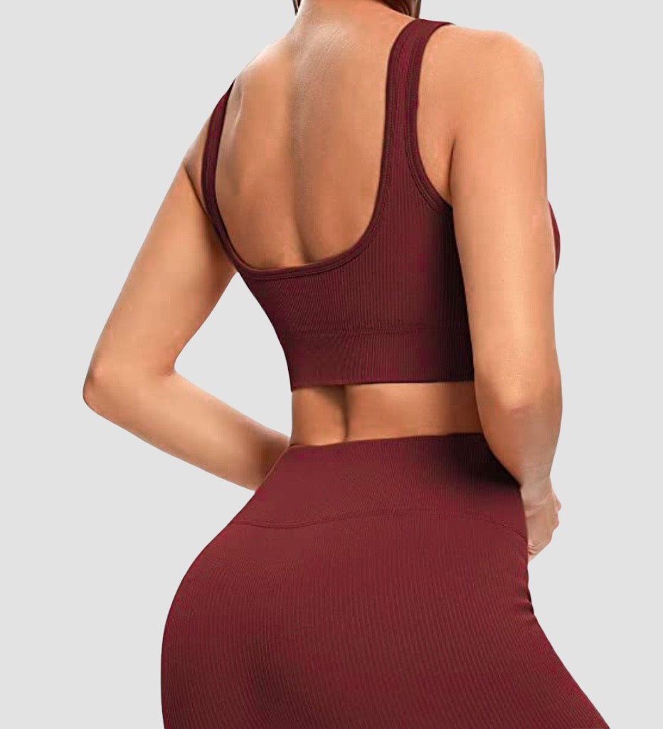 MAROON SET (Shorts & Top) Ribbed Collection