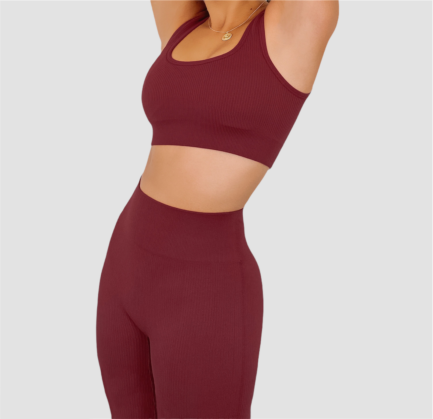 MAROON SEAMLESS LEGGINGS - Ribbed Collection