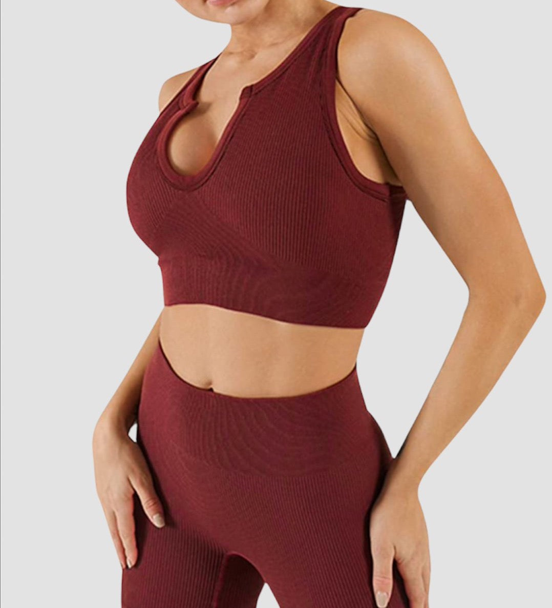 MAROON SET (Leggings + Vest) Ribbed Collection